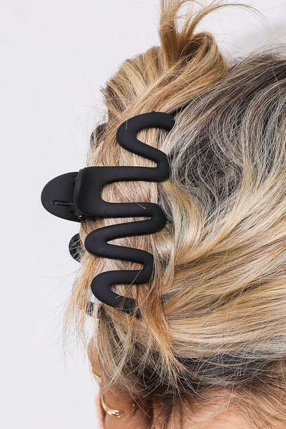 Black Wave Shape Resin Large Hair Claw Clip