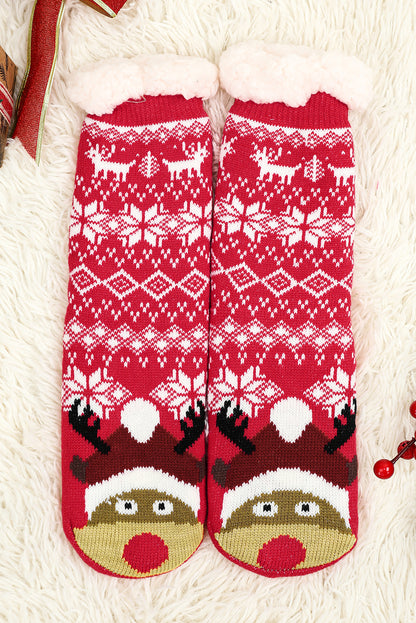 Fiery Red Christmas Flake Thermal Socks