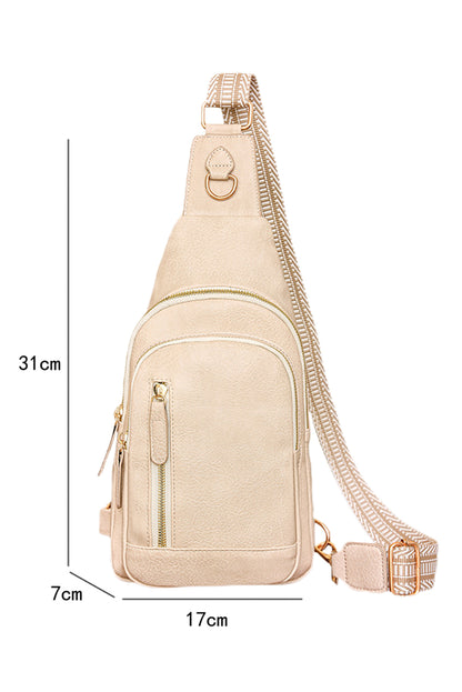 White Leather Zipped Crossbody Bag