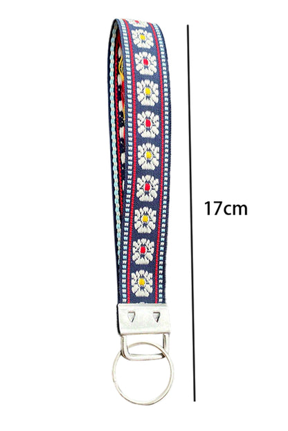 Light Blue Western Pattern Knitted Wristband Keychain