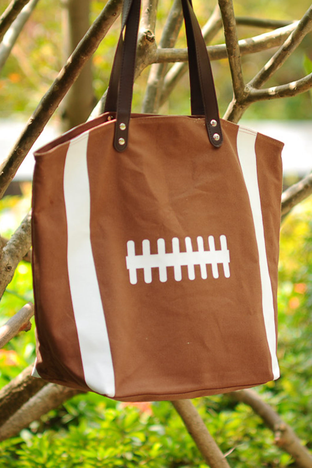 White Baseball Pattern Canvas Large Tote Bag