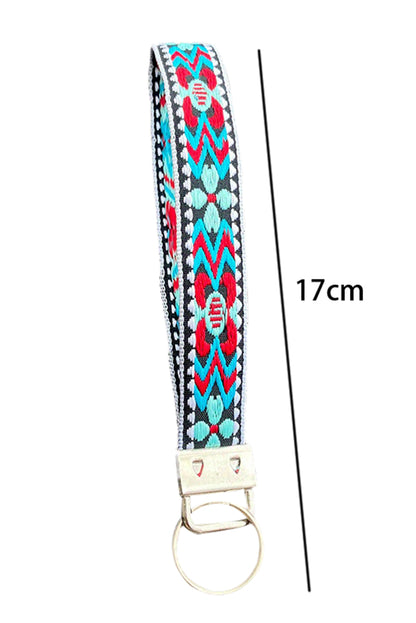 Light Blue Western Pattern Knitted Wristband Keychain