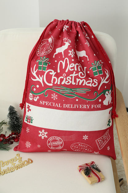 Fiery Red Christmas Drawstring Large Gift Bag 50*66cm