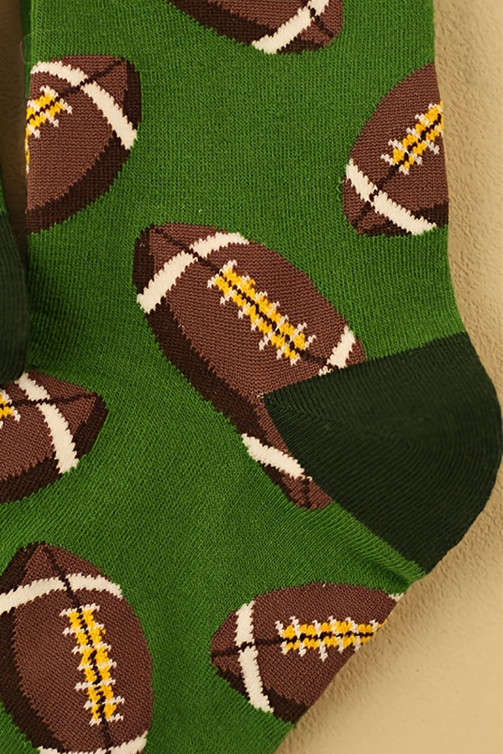 Blackish Green Rugby Football Print Mid-length Socks