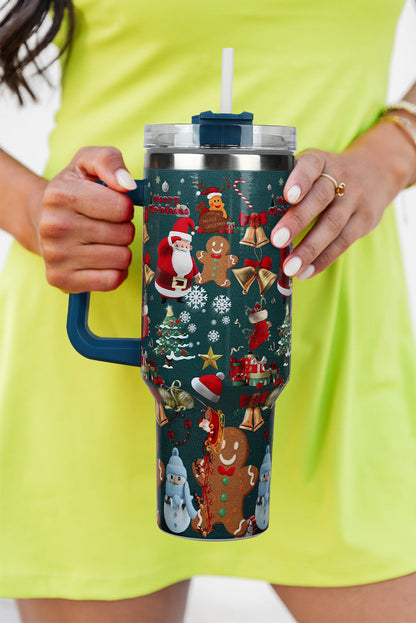 Fiery Red Christmas Print Handled Stainless Steel Tumblers 40oz