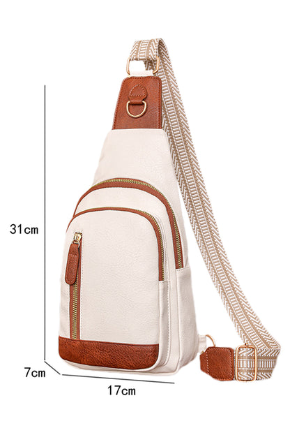 White Leather Zipped Crossbody Bag