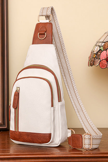 White Leather Zipped Crossbody Bag