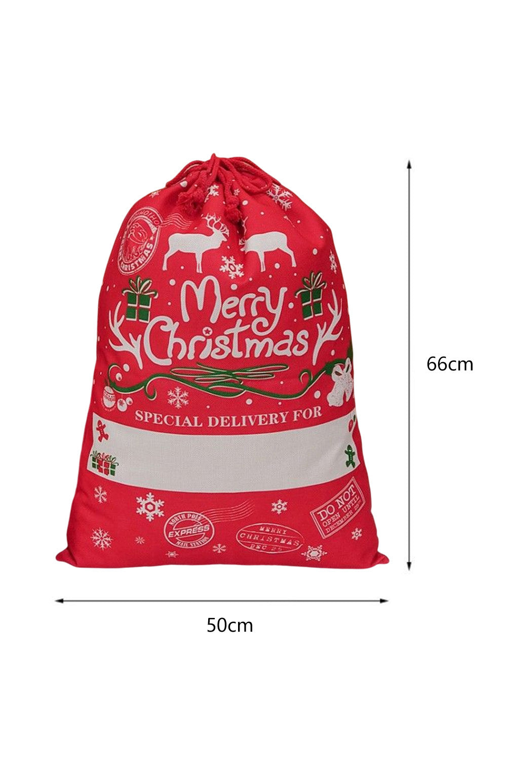 Fiery Red Christmas Drawstring Large Gift Bag 50*66cm