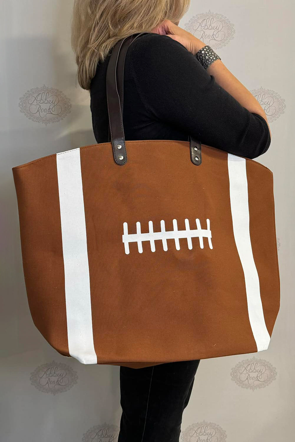 White Baseball Pattern Canvas Large Tote Bag