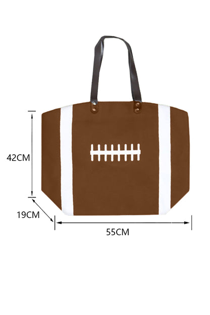 White Baseball Pattern Canvas Large Tote Bag